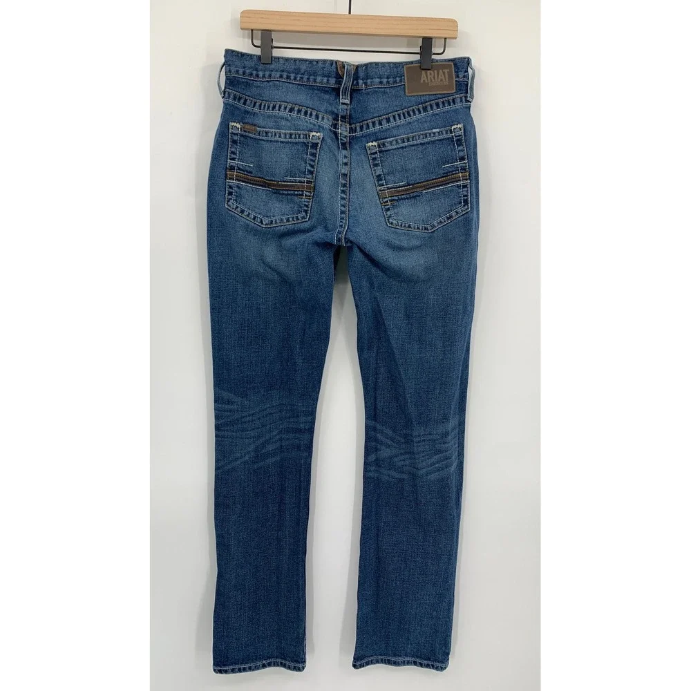 Ariat M4 Jeans Mens 33x36 Blue Relaxed Straight Leg Western Workwear Denim